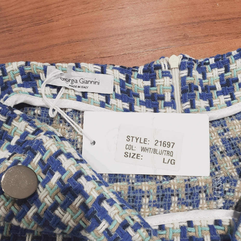 Designer- Giorgia Giannini Italian Made Tweed Plaid High Waisted Shorts- Rare - Picture 5 of 13